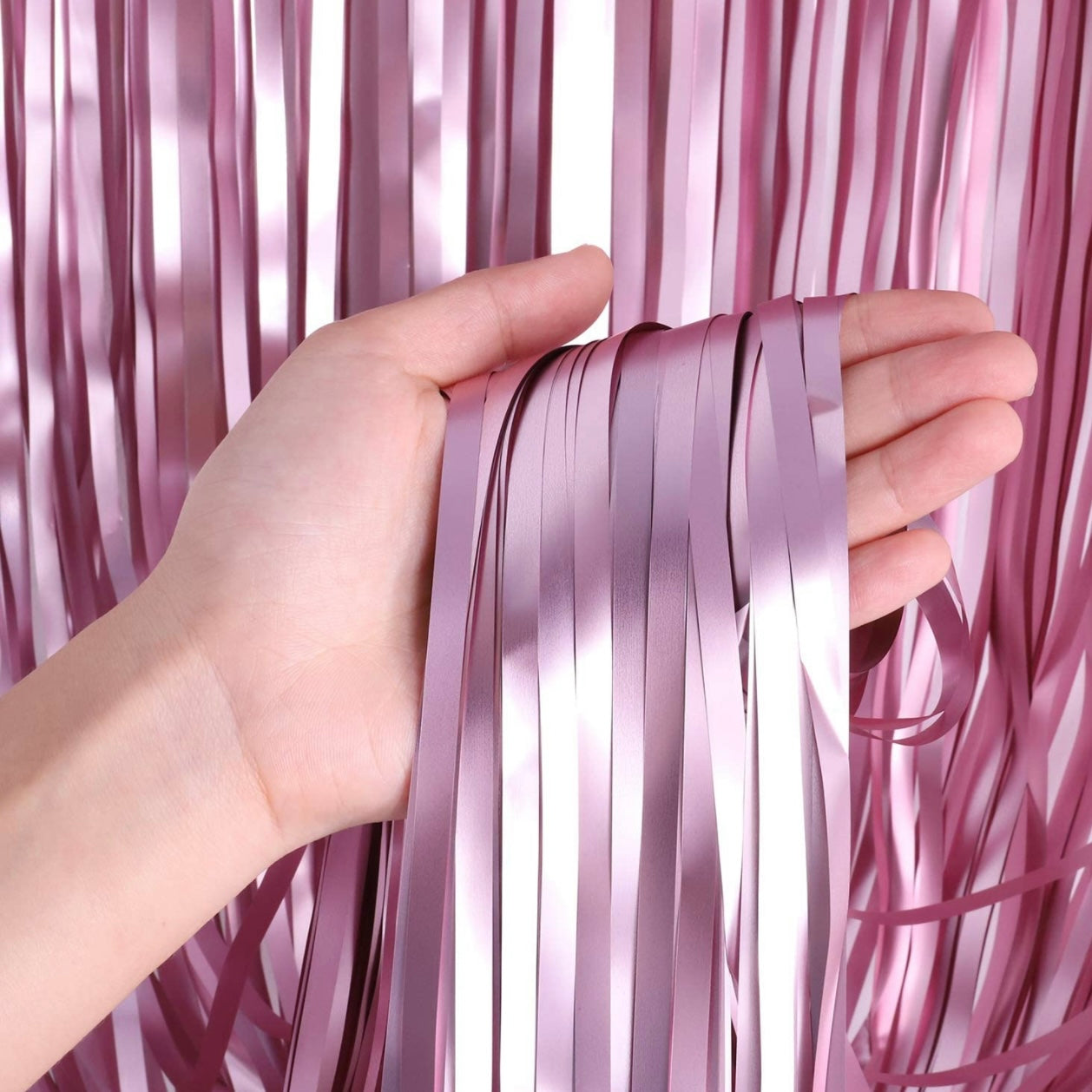 Fringe Backdrop Curtain - Light Pink