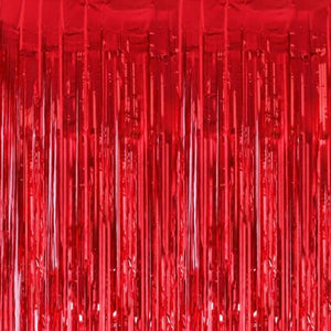 Fringe Backdrop Curtain - Red