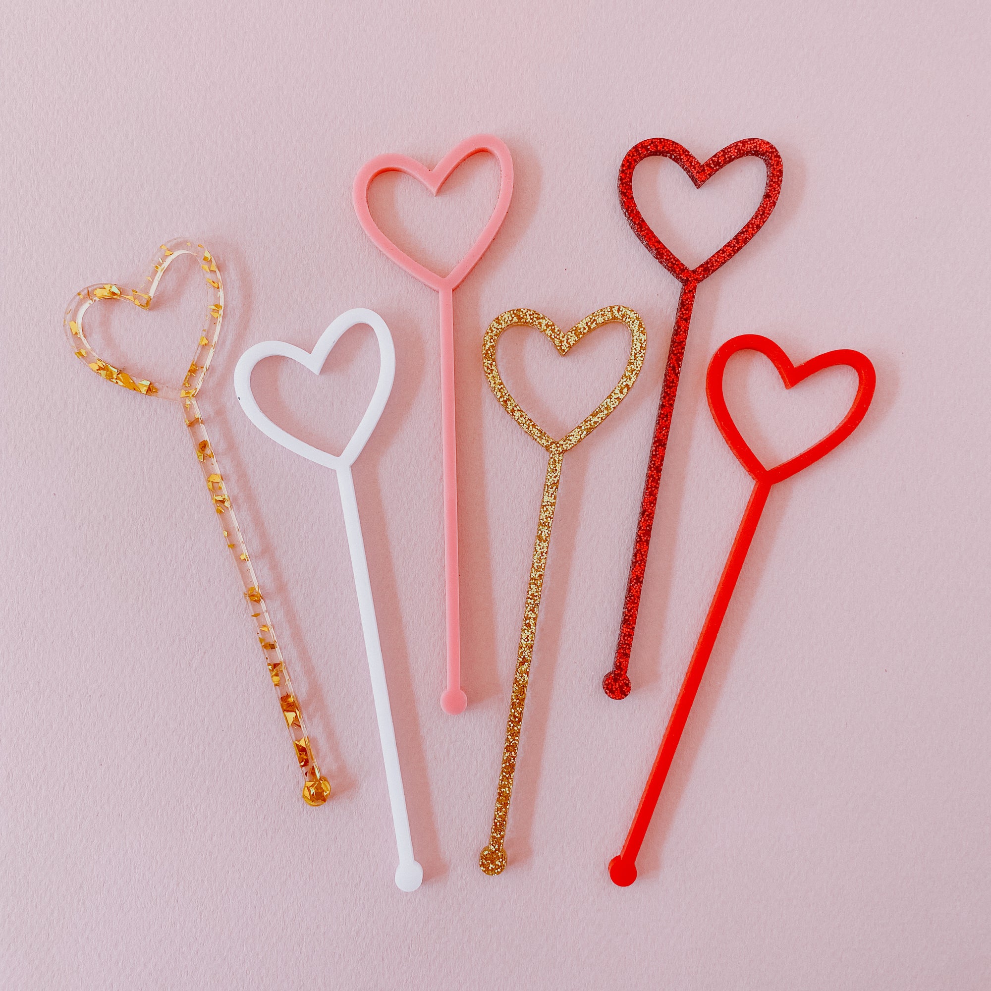 Valentines Stir Sticks Set - Open Hearts